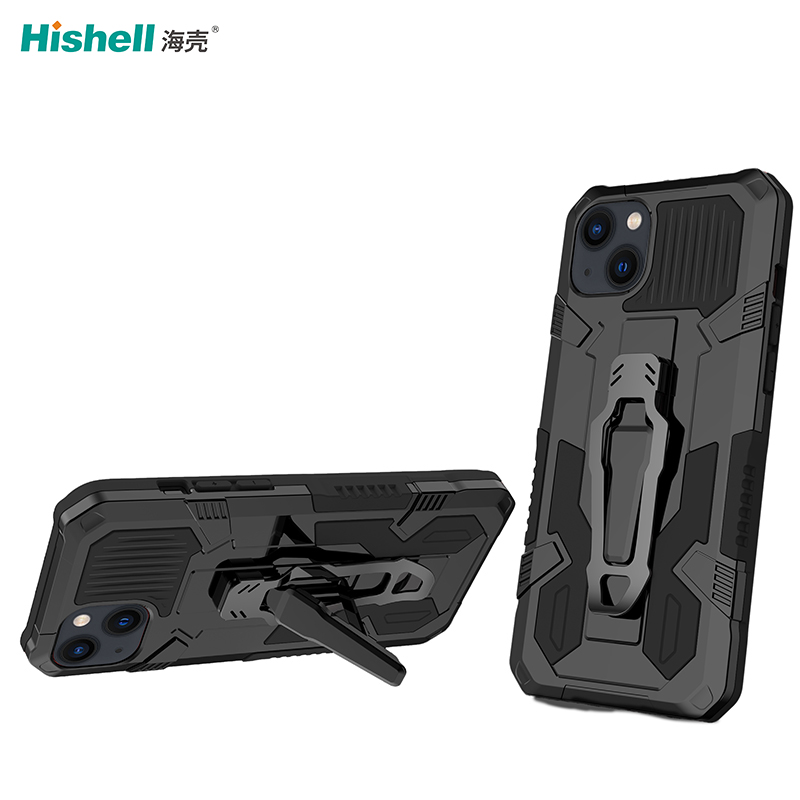 iPhone 14 Plus Mobile Phone Cases PC TPU Mechwarrior Armor Anti-drop Hard Cell Phone Cover With Holder